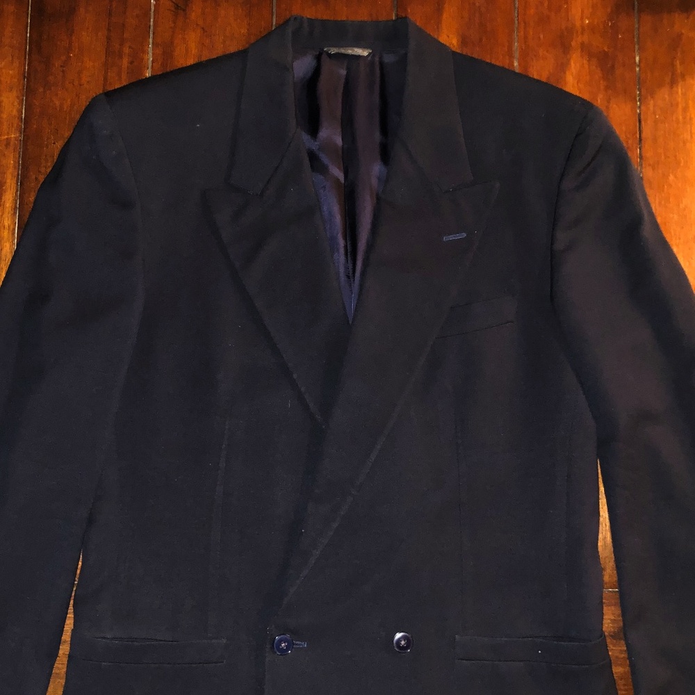 VERSACE ISTANTE Classic Black Double Breasted Suit / EARLY 90s